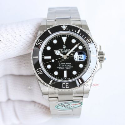 Clean Factory Rolex Submariner 3235 Black Face Watch 41mm